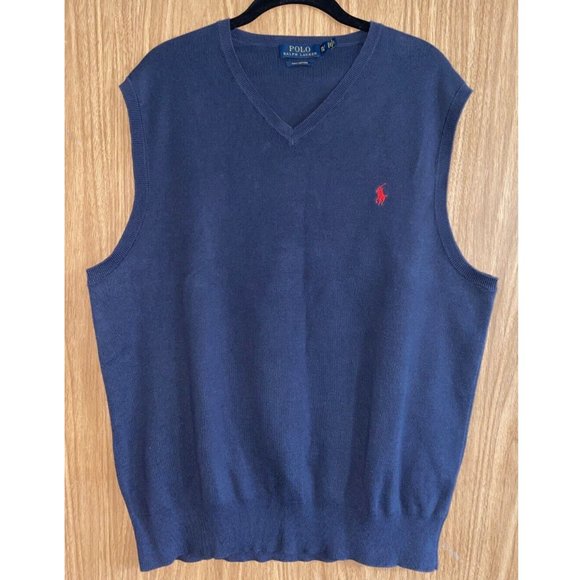 POLO Ralph Lauren PIMA COTTON Men's Navy Sweater Vest - Size: XL - Picture 1 of 3